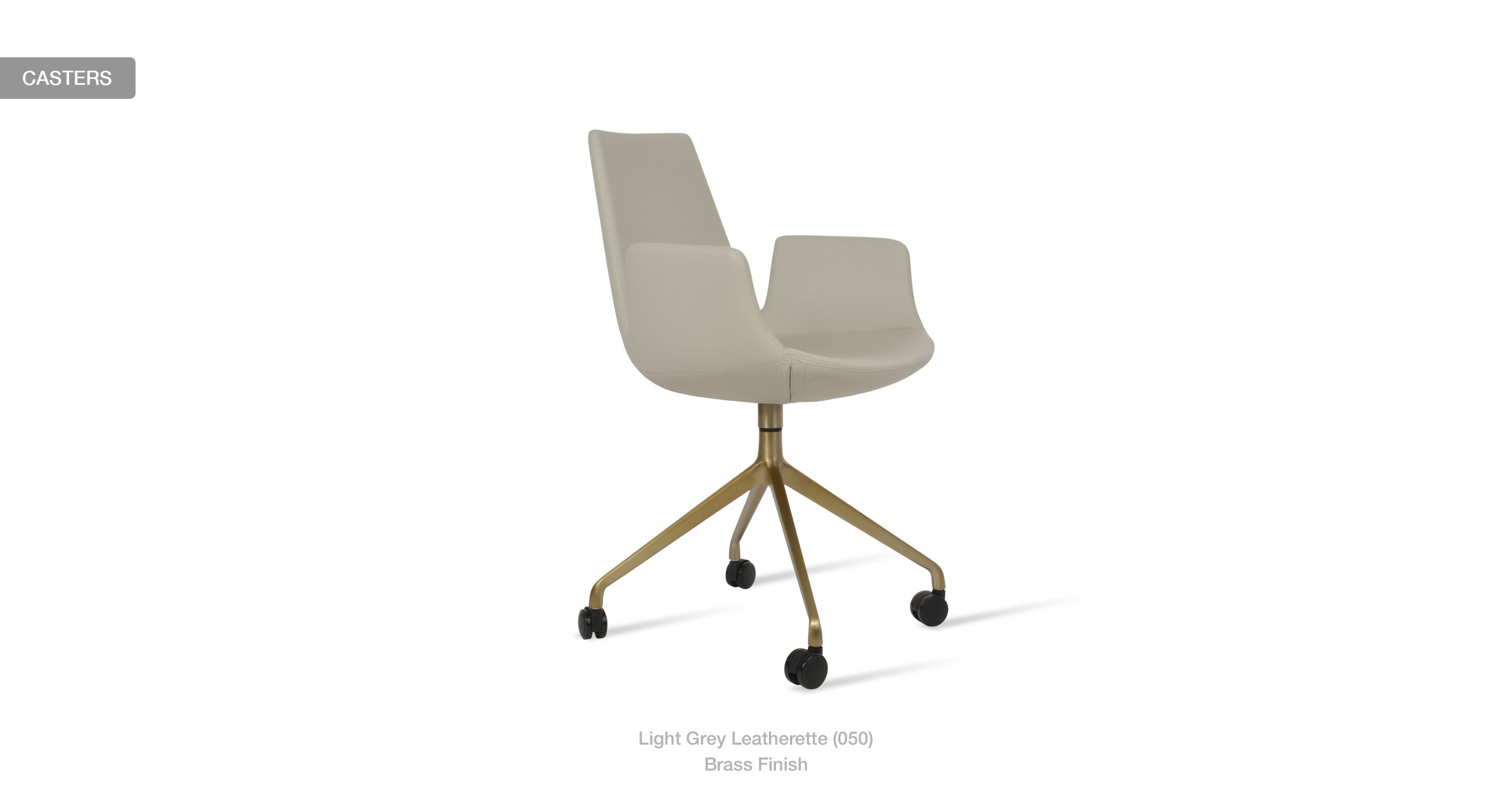 light grey leatherette - brass