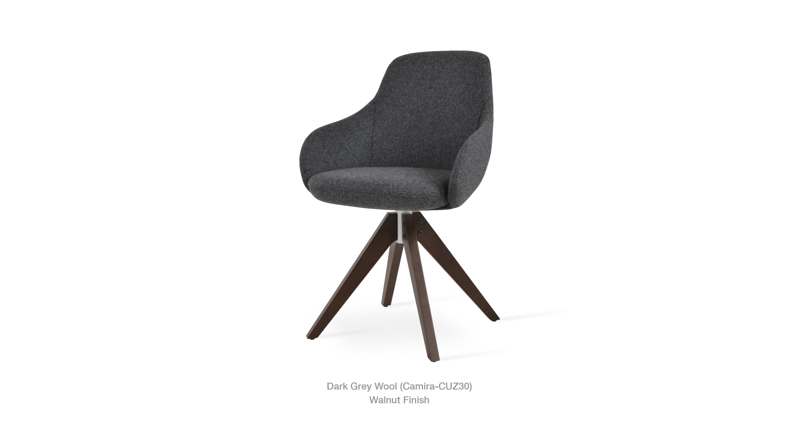Gazel Arm Dark Grey Wool Walnut Finish