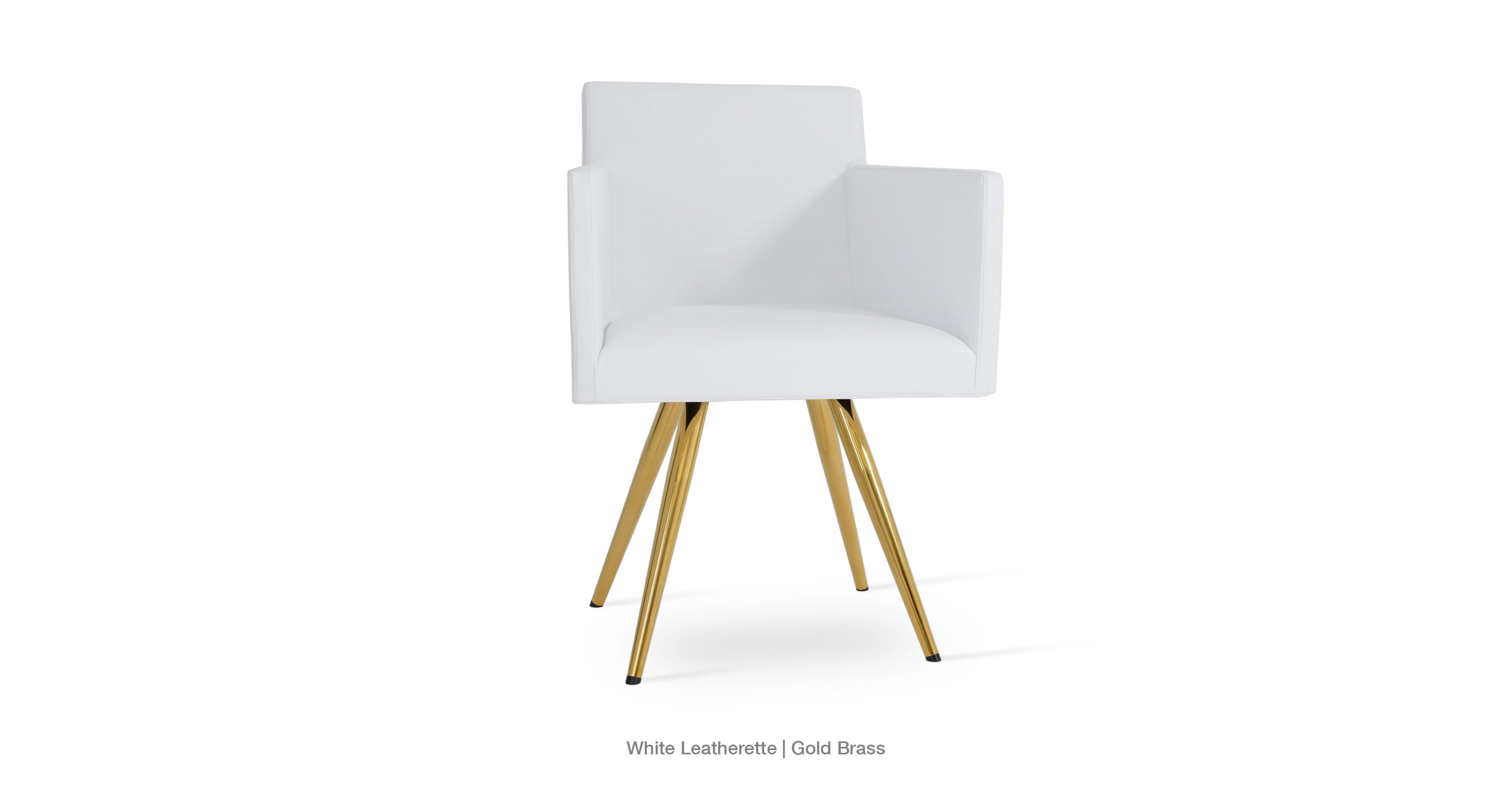 white leatherette - gold brass