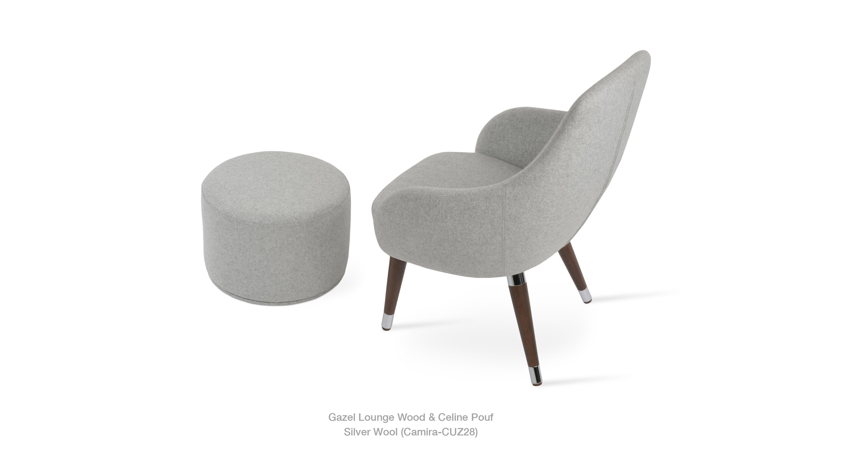 Gazel wood lounge - silver wool