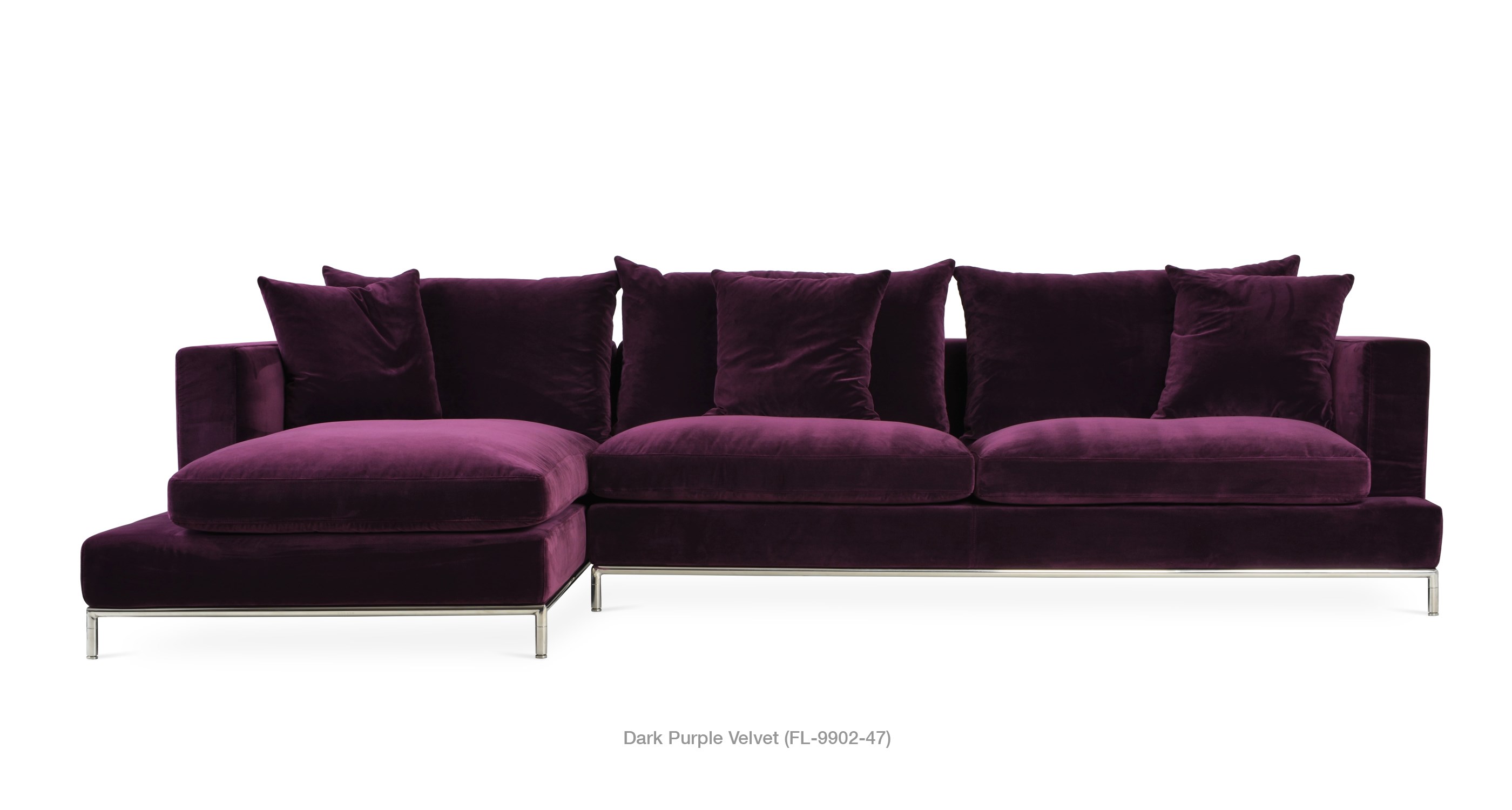 Simena Sectional Dark Purple Velvet 