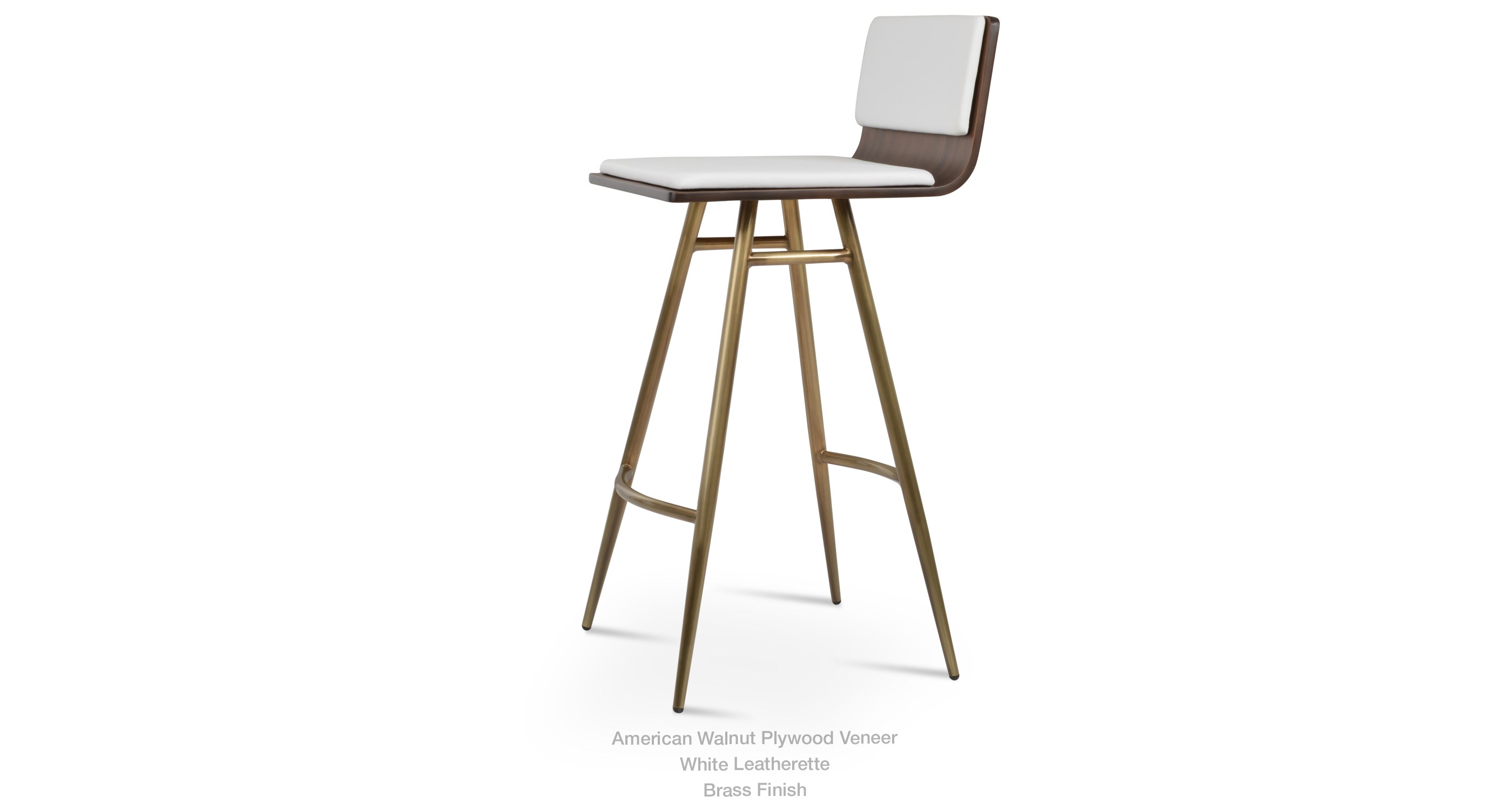 white leatherette - brass