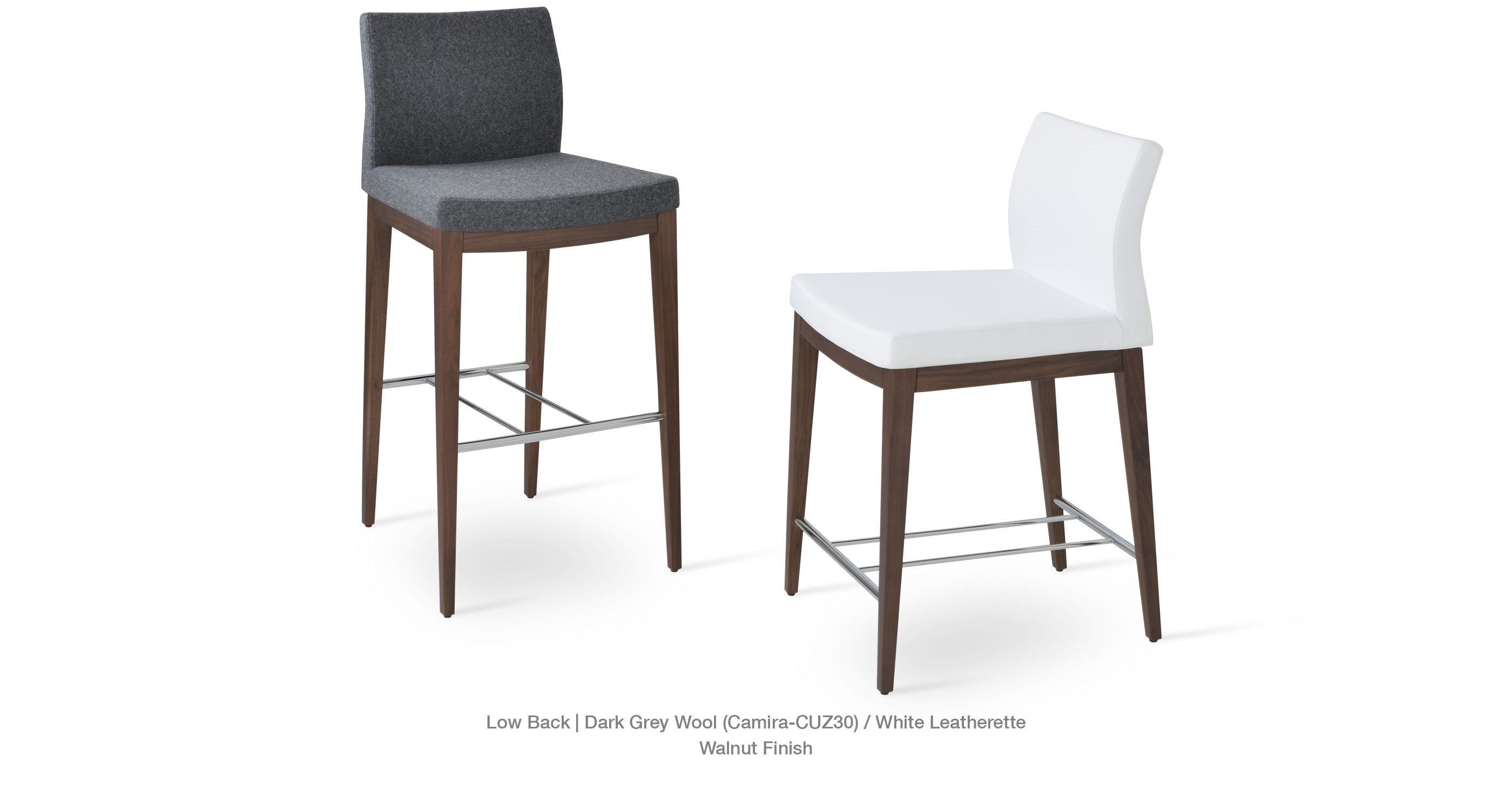 dark grey wool and white leatherette